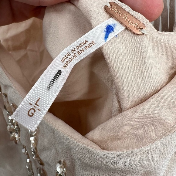 Free People Mini Dress Crystal Clear Sequin Fringe Detail Slip Dress Large - Picture 7 of 10